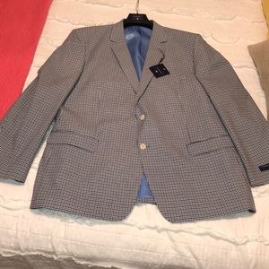 Blue and black spring suit coat